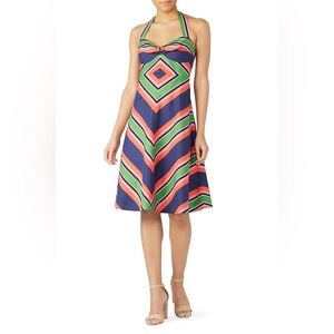 Trina Turk Rhiannon Colorful Chevron Patterned Dress Size Small